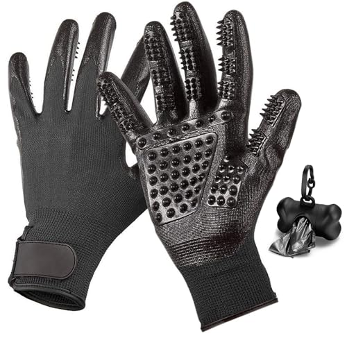 Handschuh Enthaarungshandschuhe für Hunde Katzen, Haustierpflege Fellwechselpflege Putzhandschuhe Pet Bürste Grooming Gloves Pet Massagege, EIN Paar, Schwarz Handschuh Enthaarungshandschuhe für Hunde Katzen, Haustierpflege Fellwechselpflege Putzhandschuhe Pet Bürste Grooming Gloves Pet Massagege, EIN Paar, Schwarz von Makife