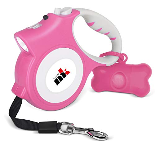 Makife Einziehbar Hundeleine 5m unter 25kg Große und Mittelgroße Hunde, Taschenlampe, Hundekotbeutel mit Beutelspender - Rosa Makife Einziehbar Hundeleine 5m unter 25kg Große und Mittelgroße Hunde, Taschenlampe, Hundekotbeutel mit Beutelspender - Rosa von Makife