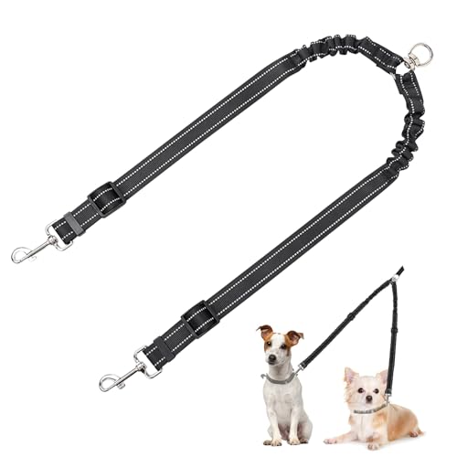 Doppelte Hundeleinenkupplung, kein Verheddern, um 360 ° drehbar, mit 2 Splittern, robuste Hundeleinenkupplung, verstellbar, stoßdämpfend, reflektierend, Doppelleine für Welpen, kleine, mittelgroße Doppelte Hundeleinenkupplung, kein Verheddern, um 360 ° drehbar, mit 2 Splittern, robuste Hundeleinenkupplung, verstellbar, stoßdämpfend, reflektierend, Doppelleine für Welpen, kleine, mittelgroße von Makloee