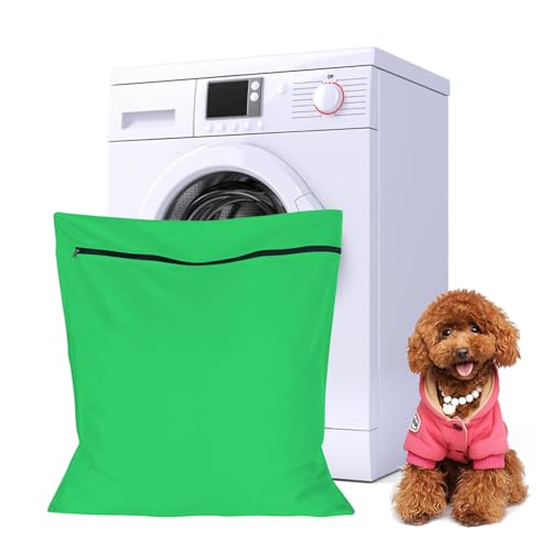 Großer Haustier-Wäschesack, um Tierhaare zu stoppen, die Waschmaschine zu blockieren, Waschbeutel, ideal für Hunde, Katzen, Pferdehandtücher, Decken, Spielzeug, Geschirr und mehr (grün) von Makloee