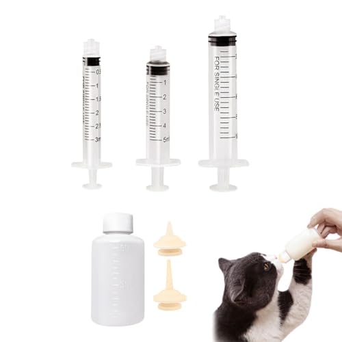 Makoto Nobu Haustier Nippel Feeder mit Spritze,6 STÜCK Haustier Fütterung Silikon Nippel mit Flasche und Spritzen für Welpen Hund Katze oder andere Neugeborene Haustiere von Makoto Nobu