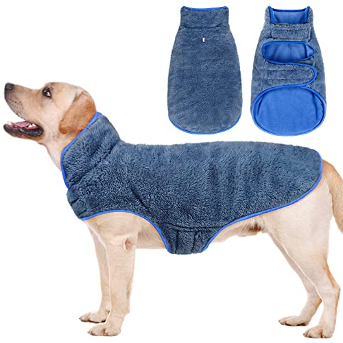 Malier Hunde-Wintermantel, wendbar, Fleece, für kaltes Wetter, winddicht, warm, Schnee, Welpenjacke, Weste, Haustierkleidung für kleine, mittelgroße und große Hunde (Blau, Größe XXL) von Malier