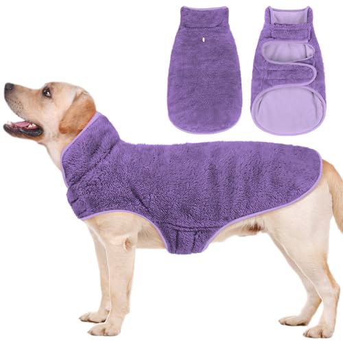 Malier Wendbarer Fleece-Hundemantel, winddicht, warme Schneejacke, Weste für kleine bis große Hunde (Lila, XS) von Malier