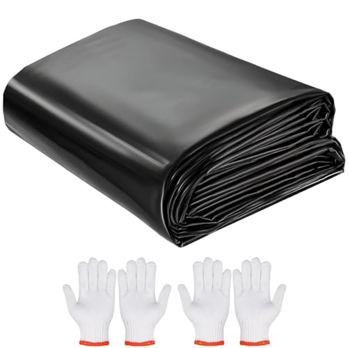 Malloom Große Teichfolie 10 x 13 Fuß, 20 Mil, UV-beständig, vorgeformte Teichfolie, leicht zuschneidbare HDPE-Teichfolie für Wasserfälle, Fisch- oder Koiteiche, Bäche und Springbrunnen (Schwarz) von Malloom
