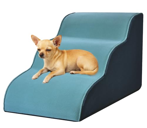 Hundetreppe für kleine Hunde, 30 cm hoch, 3-stufige Hundetreppe für Bett, Couch, Sofa und Stuhl, mit gepolsterter Stützschicht, rutschfeste, ausgewogene Haustierrampe für den Innenbereich, Grün Hundetreppe für kleine Hunde, 30 cm hoch, 3-stufige Hundetreppe für Bett, Couch, Sofa und Stuhl, mit gepolsterter Stützschicht, rutschfeste, ausgewogene Haustierrampe für den Innenbereich, Grün von Malomatt