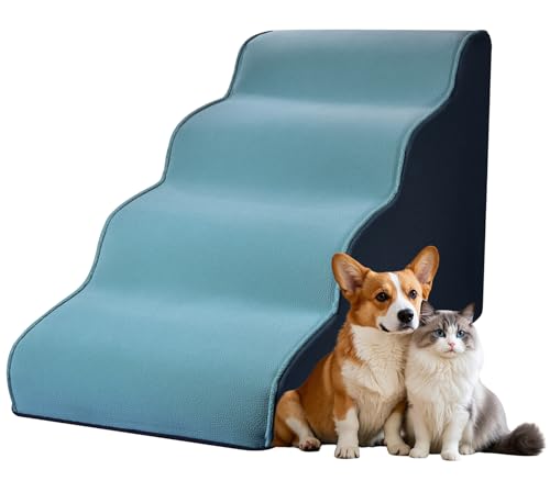 Hundetreppe für kleine Hunde, 4-stufige Hundetreppe für Hochbett, Couch, Sofa und Stuhl, mit gepolsterter Stützschicht, rutschfeste, ausgewogene Haustierrampe für den Innenbereich, Grün Hundetreppe für kleine Hunde, 4-stufige Hundetreppe für Hochbett, Couch, Sofa und Stuhl, mit gepolsterter Stützschicht, rutschfeste, ausgewogene Haustierrampe für den Innenbereich, Grün von Malomatt