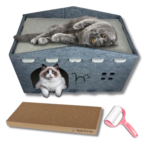 MALÚPET INC Indoor Katzenhaus Höhle Katzenbett Höhle für mehrere Katzen bis zu 10.0 kg, mit Kratzbaum aus Karton, widerstandsfähige Peekaboo Katzenhöhlen, Katzenhöhle, Katzenlounge, Katzenmöbel MALÚPET INC Indoor Katzenhaus Höhle Katzenbett Höhle für mehrere Katzen bis zu 10.0 kg, mit Kratzbaum aus Karton, widerstandsfähige Peekaboo Katzenhöhlen, Katzenhöhle, Katzenlounge, Katzenmöbel von Malú Pet Inc