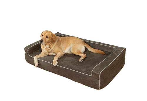 Mama halo Orthopädische Schaumstoff-Hundebetten für große Hunde, L-Hundecouch mit Nackenrolle, waschbares Hundebett, Sofa, Haustierbett mit abnehmbarem wasserabweisendem Bezug und rutschfester Mama halo Orthopädische Schaumstoff-Hundebetten für große Hunde, L-Hundecouch mit Nackenrolle, waschbares Hundebett, Sofa, Haustierbett mit abnehmbarem wasserabweisendem Bezug und rutschfester von Mama halo