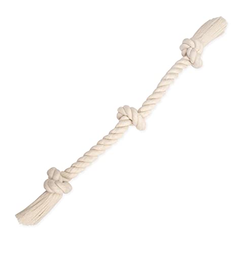 Mammoth Flossy Chews Hundespielzeug aus 100% natürlicher Baumwolle, hochwertiges weißes Knoten-Hundespielzeug, interaktives Zerrspielzeug, Kauspielzeug für mittelgroße bis große Hunde, große 63,5 cm von Mammoth Pet Products