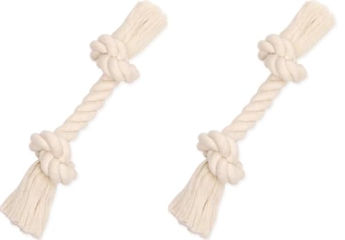 Mammoth Flossy Chews Hundespielzeug aus 100 % natürlicher Baumwolle, hochwertiges weißes Knotenspielzeug für Hunde, interaktives Seil-Hundespielzeug, 30,5 cm, 2 Stück von Mammoth Pet Products