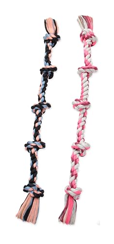 Mammoth Kauspielzeug mit 5 Knoten, hochwertiges Baumwoll-Polyester, interaktives Hundespielzeug, 91,4 cm, 2 Stück, verschiedene Farben von Mammoth Pet Products