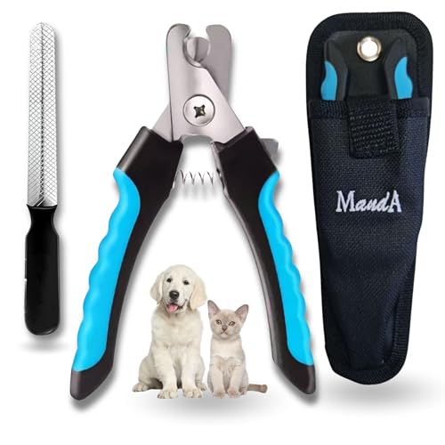 MandA® Nagelknipser für Hunde mit Hülle, Nagelknipser für mittelgroße und kleine Hunde, Katzen usw. + Feile + Hülle, scharfe Klingen aus rostfreiem Stahl und Sicherheitsverschluss, Nagelschere, von MandA