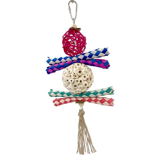 1702 Regenbogen-Rattan-Sola-Aktenvernichter – Handgefertigtes Vogelkäfig-Spielzeug, bunter Rattan-Rebenball, kauige Bambus-Fingerfallen, handgefertigte Sola-Holzkugel, natürliche Jute-Schnur, weiche 1702 Regenbogen-Rattan-Sola-Aktenvernichter – Handgefertigtes Vogelkäfig-Spielzeug, bunter Rattan-Rebenball, kauige Bambus-Fingerfallen, handgefertigte Sola-Holzkugel, natürliche Jute-Schnur, weiche von Mandarin Bird Toys