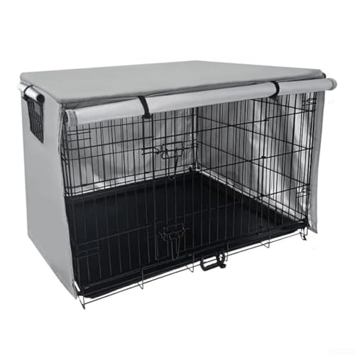 Abdeckung für Hundehütten mit verstellbarer Rollladentür, 210D-Oxford-Gewebe für Privatsphäre und Schutz (grau, 109 x 74 cm) von Manillefu