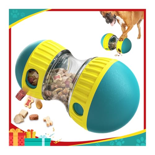 Mankoda Hunde-Puzzle-Spielzeug, rollender Leckerli-Spenderball, Gehirnstimulation und langsames Füttern, Anreicherungsspielzeug, um sie zu beschäftigen (blau) von Mankoda