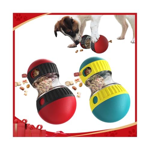 Mankoda Hunde-Puzzle-Spielzeug, rollender Leckerli-Spenderball, Gehirnstimulation und langsames Füttern, Hundeanreicherungsspielzeug, um sie beschäftigt zu halten (2 Stück: rot + grün) von Mankoda