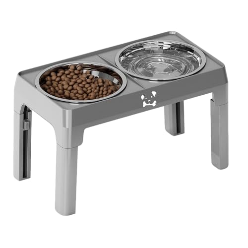 Hundefutter- Und Wassernapf Set, Edelstahl Hundenäpfe mit Ständer, Erhöhte Futterstation Fünf Höhen Verstellbar Für Kleine Mittlere Große Hunde Und Katzen Hundefutter- Und Wassernapf Set, Edelstahl Hundenäpfe mit Ständer, Erhöhte Futterstation Fünf Höhen Verstellbar Für Kleine Mittlere Große Hunde Und Katzen von Manolyee