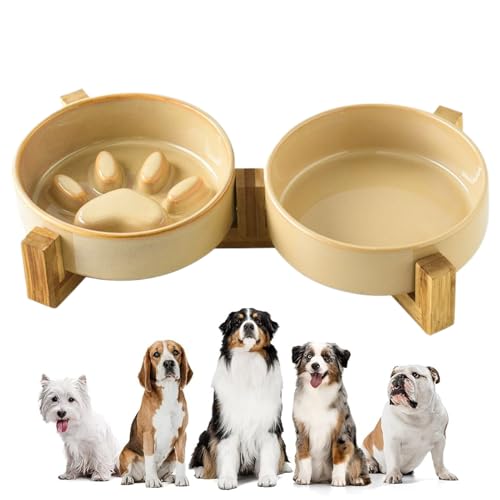 Hundefutternapf Slow Feeder,Niedliches Pfotenabdruck Keramik Hundeessen Und Wassernapf Set - Futternapf Und Trinknapf Zuhause Garten Camping Hundefutternapf Slow Feeder,Niedliches Pfotenabdruck Keramik Hundeessen Und Wassernapf Set - Futternapf Und Trinknapf Zuhause Garten Camping von Manolyee