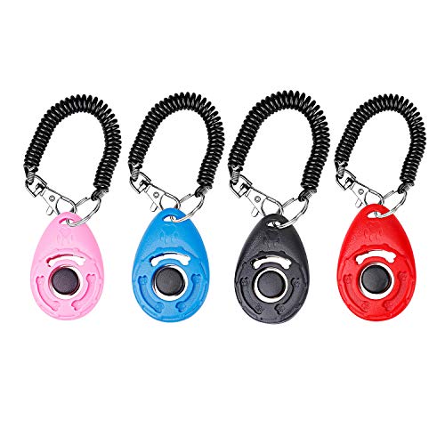 Profi Clicker Hunde mit Spiralband Clickertraining, Bunt Hundeklicker Knopf für Hunde Katzen Pferde, Effektive Haustier Trainings Werkzeuge für das Verhalten des Welpen, 4 Stück Profi Clicker Hunde mit Spiralband Clickertraining, Bunt Hundeklicker Knopf für Hunde Katzen Pferde, Effektive Haustier Trainings Werkzeuge für das Verhalten des Welpen, 4 Stück von MaoXinTek
