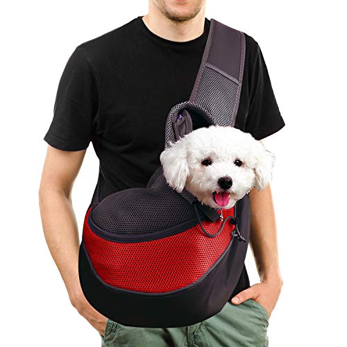 Tragetuch Hund, Kleine Hundetrage, Pet Schleuderträger Tasche Tragetasche Reise, Freisprecheinrichtung Cross-Body Carrier mit Halsband für Hund/Katze/Hase unter 2.5kg/5.5lb Draussen U-Bahn Tragetuch Hund, Kleine Hundetrage, Pet Schleuderträger Tasche Tragetasche Reise, Freisprecheinrichtung Cross-Body Carrier mit Halsband für Hund/Katze/Hase unter 2.5kg/5.5lb Draussen U-Bahn von MaoXinTek