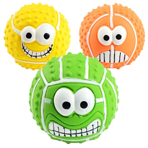 Maodom 3 Stück Quietschball Für Hunde,Hundespielzeug Ball,Dauerhaftes Quietschende Hundebälle,Weiches Latex Bouncy Fetch Bälle von Maodom