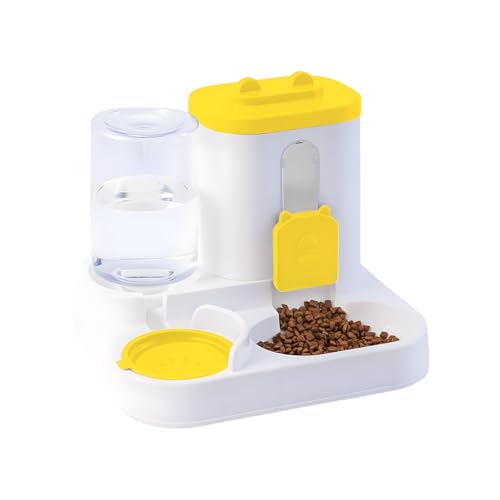 Maodom Automatischer Katzenfutterautomat Und Wasserspender | 2-in-1 Haustierfutterautomat,Großvolumen Futter Napf Für Urlaub Haustiere Katzen Hunde Kätzchen Welpen Kaninchen Innen von Maodom