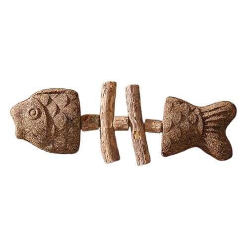 Maodom Kätzchen Spielzeug zahte, Kätzchen Kinderspielzeug - Fischknochen teether,Interaktive Katze Spielzeug süßes Holzkätzchen Teether für Indoor -Outdoor -Spiel für Langeweile Relief von Maodom