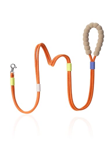 Zweiteilige Abschleppleine mit bequemem, gepolstertem Griff, 152 cm, Nylon, für kleine Hunde, Orange Zweiteilige Abschleppleine mit bequemem, gepolstertem Griff, 152 cm, Nylon, für kleine Hunde, Orange von Maogoublue
