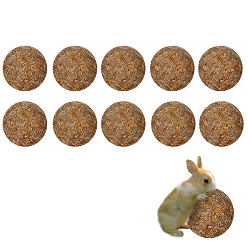 Maotrade 10 Stück Kaninchenfutter Getreidefrei Heuball Hasen Leckerlis Gesund für Hamster Rennmaus von Maotrade