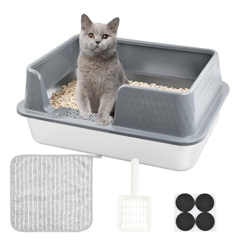 Edelstahl katzenklo, 50 x 35 x 20CM katzenklo groß mit abnehmbarem Hochzaun, öffnen Katzentoilette ohne Deckel mit Schaufel und Wischtuch Effektiver Spritzschutz und Leicht zu reinigen, Grau Edelstahl katzenklo, 50 x 35 x 20CM katzenklo groß mit abnehmbarem Hochzaun, öffnen Katzentoilette ohne Deckel mit Schaufel und Wischtuch Effektiver Spritzschutz und Leicht zu reinigen, Grau von Mapille
