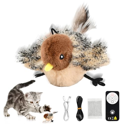 Mapille Katzenspielzeug Vogel Flattern mit Fernbedienung, Katzenminze, Automatische Katzen Spielsachen mit Vogelruf, Wiederaufladbar Interaktives Katzenspielzeug, Berührungsaktiviertes Mapille Katzenspielzeug Vogel Flattern mit Fernbedienung, Katzenminze, Automatische Katzen Spielsachen mit Vogelruf, Wiederaufladbar Interaktives Katzenspielzeug, Berührungsaktiviertes von Mapille