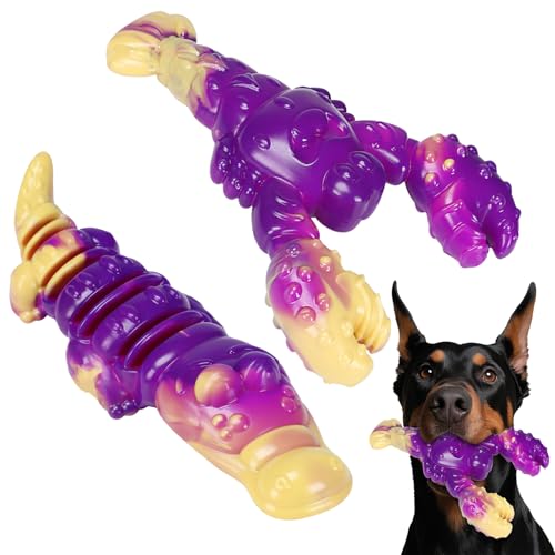 Mapneng 2 unzerstörbare Kauspielzeuge für Hunde (Krokodil + Hummer) von Mapneng