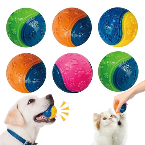Mapneng Hundebälle, langlebig, quietschende Gummibälle, hohe Haltbarkeit, unzerstörbares Kauspielzeug, ideales Hundespielzeug für interaktives Spielen und Zahnhygiene, 6 Stück Mapneng Hundebälle, langlebig, quietschende Gummibälle, hohe Haltbarkeit, unzerstörbares Kauspielzeug, ideales Hundespielzeug für interaktives Spielen und Zahnhygiene, 6 Stück von Mapneng