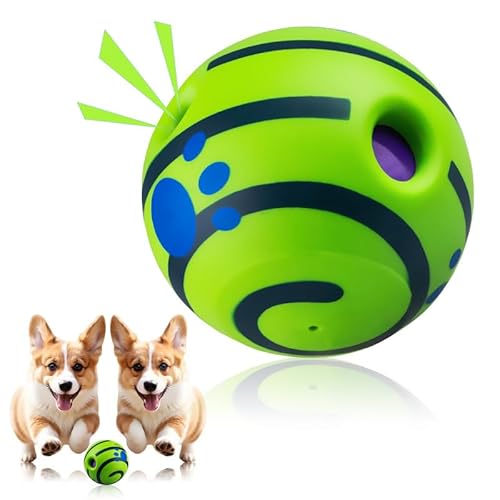 Mapneng Lustiger Kicherball für Hunde, 14 cm, grünes Kichern, unzerstörbares Hundespielzeug, interaktives Hundespielzeug, Ball zur Linderung von Angst und Langeweile von Mapneng