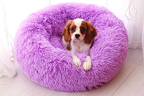 Maran Luxuriöses Donut-Haustierbett Hundekissen,Warm Hundeschlafplatz Katzendecke Hundematratze Tierbedarf Hundekorb für Hunde Katzen Hundekissen-violett-70 * 70 * 20cm von Maran