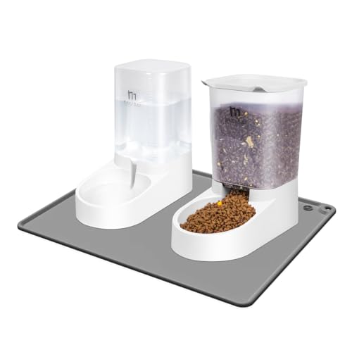 Marchul Automatischer Futterspender für Hunde und Katzen, mit Wasserspender, 2-in-1, 3,8 l, für mehrere Tage Fütterung (Futterspender + Tränke + Matte) von Marchul