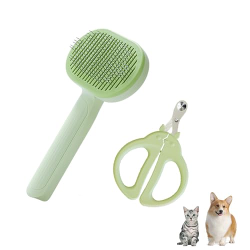 Marchul Hundebürste und Nagelknipser-Set, Katzenbürste mit Entriegelungsknopf, Haustierkrallen-Nagelknipser für Katze/Welpe/Kätzchen, Hundepflegebürste zum Entfernen von losem Fell und abgestorbener Marchul Hundebürste und Nagelknipser-Set, Katzenbürste mit Entriegelungsknopf, Haustierkrallen-Nagelknipser für Katze/Welpe/Kätzchen, Hundepflegebürste zum Entfernen von losem Fell und abgestorbener von Marchul