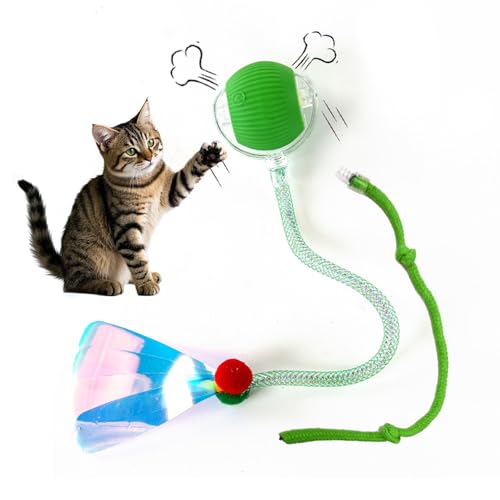 Marchul Interaktiver Katzenspielzeug-Ball, Automatisch Bewegliches Katzenspielzeug für gelangweilte Innenräume, Aktiver Rollball für Hunde, 360° Smart Toy Balls Schnelles Rollen auf Teppich (Grün von Marchul