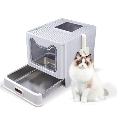 Marchul Katzentoilette Edelstahl mit Deckel, Ausziehbares Tablett, Leicht zu Reinigen, mit Spaten, und Nimmt Keine Gerüche Auf, XL Groß Marchul Katzentoilette Edelstahl mit Deckel, Ausziehbares Tablett, Leicht zu Reinigen, mit Spaten, und Nimmt Keine Gerüche Auf, XL Groß von Marchul