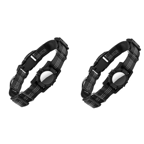 Marclix 2X Hundehalsband, Reflektierendes Air Tag Hundehalsband für Airtags - Verstellbares, Strapazierfähiges Hundehalsband Schwarz Marclix 2X Hundehalsband, Reflektierendes Air Tag Hundehalsband für Airtags - Verstellbares, Strapazierfähiges Hundehalsband Schwarz von Marclix