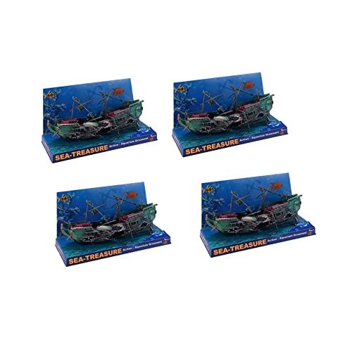 Marclix 4X Großes Aquarium Dekoration Boot Kunststoff Aquarium Schiff Luft Teilt Schiffswrack Aquarium Dekor C von Marclix