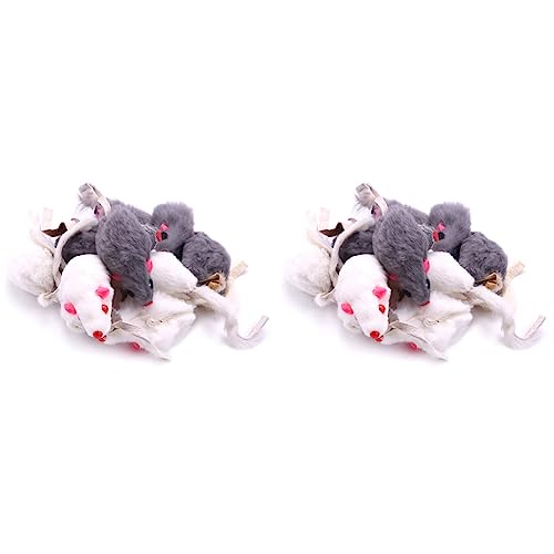 Marclix Echtes Kaninchen Fell Mäuse Katzen Spielzeug Haustier Spielzeug Kinder Spielzeug 24Er Pack von Marclix