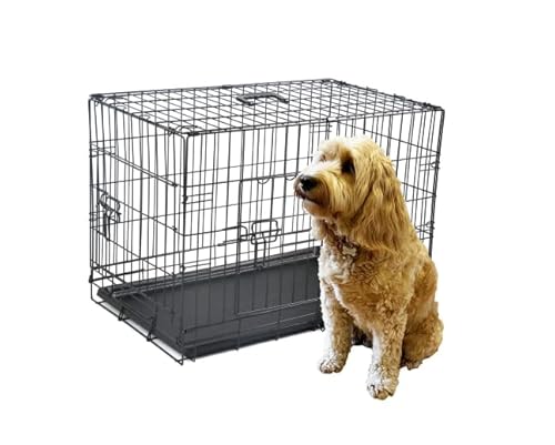 Marco Paul Hundekäfig mit zwei Türen, zusammenklappbar, schwarz, Metall, faltbar, für Hunde, Haustiere, Transportbox, Welpenträger, Trainingskäfig, platzsparend, einfacher Zugang, ausbruchsichere Marco Paul Hundekäfig mit zwei Türen, zusammenklappbar, schwarz, Metall, faltbar, für Hunde, Haustiere, Transportbox, Welpenträger, Trainingskäfig, platzsparend, einfacher Zugang, ausbruchsichere von Marco Paul Interiors