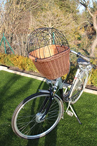 Hundefahrradkorb für Fahradlenker aus Weide mit Metallgitter und Kissen XL oder XXL Lenkrad Weidenkorb Hundekorb Lenkerkorb Tierkorb Einkaufskorb Natur (ohne Kissen) von Marcus´ Weidenhandel