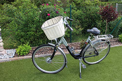 Hundefahrradkorb für Fahrradlenker aus Weide mit Metallgitter und Kissen in Weiß Weidenkorb Hundekorb (ohne Kissen) von Marcus´ Weidenhandel