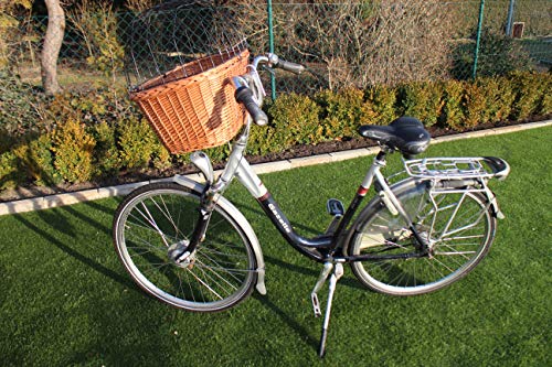 Marcus-Hundefahrradkorb für Fahradlenker aus Weide mit Metallgitter und Kissen XL oder XXL Natur Weidenkorb Lenkerkorb für Fahrrad (XXL mit Kissen) von Marcus Weidenhandel