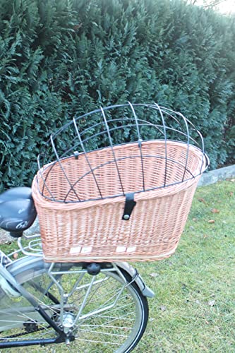 Marcus´ Weidenhandel Hundefahrradkorb für Gepäckträger aus Weide mit Metallgitter und Kissen Gepäckträgerkorb Weidenkorb Fahrradkorb Natur XL oder XXL (XXL mit Kissen) von Marcus´ Weidenhandel