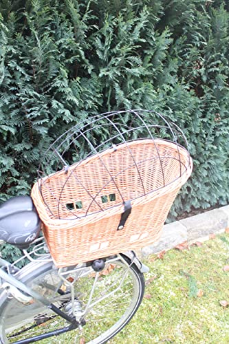 Hundefahrradkorb für Gepäckträger aus Weide mit Metallgitter und Kissen Natur XL oder XXL Gepäckträgerkorb Weidenkorb Hundekorb Tierkorb (XL ohne Kissen) von Marcus´ Weidenhandel