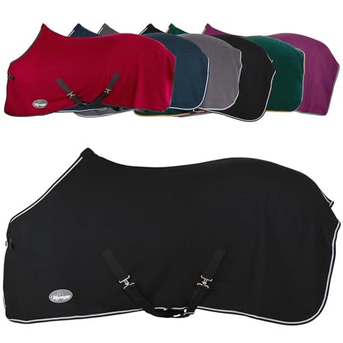 Marengos - Abschwitzdecke Economic mit Kreuzgurten (abnehmbar) | Pferdedecke mit Frontschnalle, Schweifkordel & Widerristpolster | atmungsaktive Fleecedecke | Pferde Zubehör in Schwarz | 125cm von Marengos