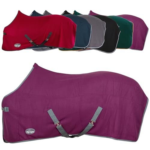 Marengos - Abschwitzdecke Economic mit Kreuzgurten (abnehmbar) | Pferdedecke mit Frontschnalle, Schweifkordel & Widerristpolster | atmungsaktive Fleecedecke | Pferde Zubehör in Violett | 135cm von Marengos